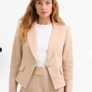 Veronica Beard Hossana Dickey Jacket Beige Linen Flat Pocket Blazer Women’s 4